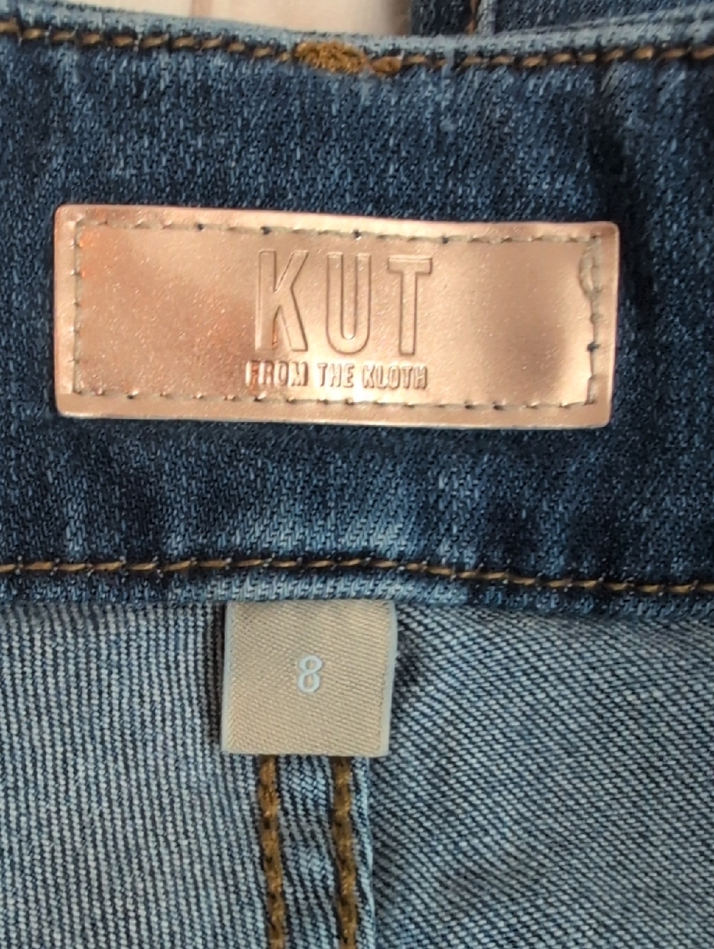Kut from the Kloth MEG High Rise Crop Wide Leg Raw Dark Blue Denim Jeans size 8 - Picture 3 of 8